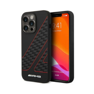 AMG Magsafe Compatibility Double Layer Checkered Flag Pattern Transparent Hard Case IPhone 14 Pro Max Compatibility – Black/Red