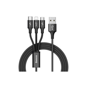 BASEUS Rapid Series 3 In 1 Cable USB To iPhone + Type-C + Micro 3A 1.2M CAMLT-SU01