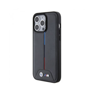 BMW M PU Leather Case with Quilted Tricolor Pattern for iPhone 15 Pro max