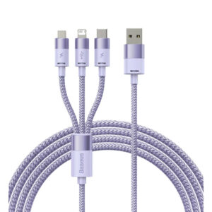 Baseus CAXS000005 3in1 USB cable StarSpeed Series USB-C + Micro + Lightning 3.5A 1.2m – Purple