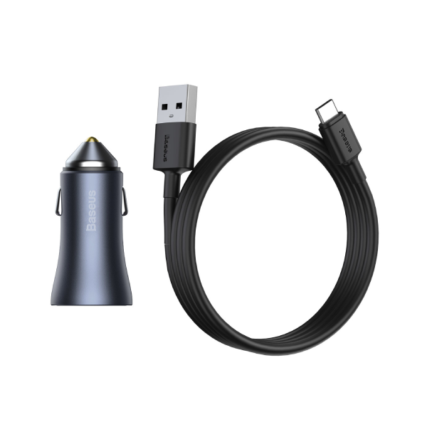 Baseus Golden Contactor Pro QC U+C 40W Car Charger With Type-C to USB Cable (TZCCJD-0G)