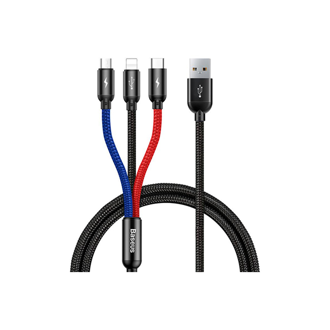 Baseus Three Primary Colors 3-in-1 Cable 1.2m – CAMLT-BSY01