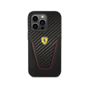 Ferrari Carbon Fiber And Leather Case Aperta iPhone 14 Pro – Black