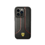 Ferrari PU Leather Smooth And Perforated Case iPhone 14 Pro Max – Black