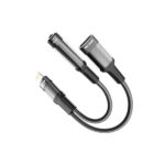Green Lion 2 in 1 Earphone & Charging Adapter Lightning to Lightning + 3.5 12CM -Black