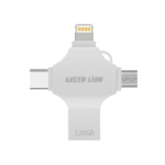 Green Lion 4-in-1 USB Flash Drive 128GB – Silver GN4IN1USB128SL