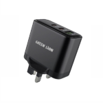 Green Lion Ultra Quick 3 Output Compact Charger with Type-A to Type-C and Type-C to Lightning Cable – Black GN63WUKCBK