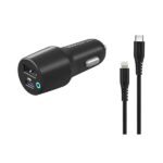 Powerology 32W Dual Port USB Car Charger with Type-C to Lightning Cable