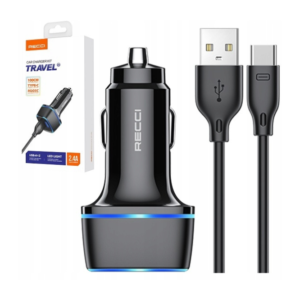Recci RQ05C Travel Car Type-C Charger Black