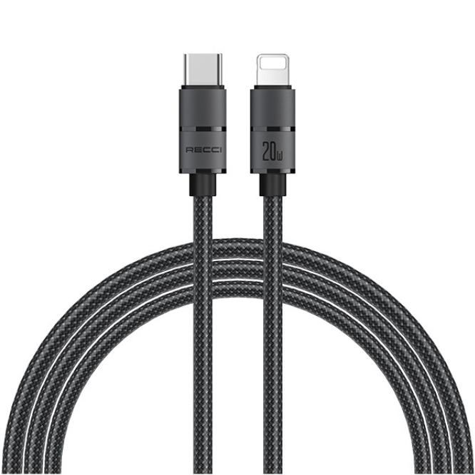 Recci RS08CL PD 20w Warrior Type-C To Type-C 1.2m Cable Gray