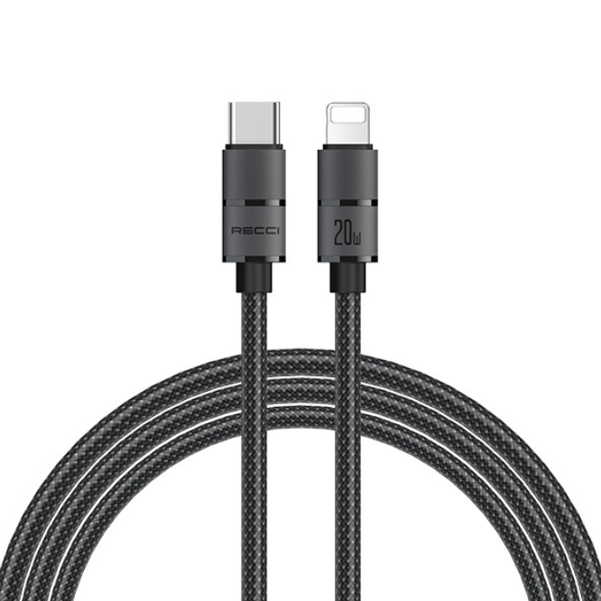 Recci RS18CL PD 30w Voyage Series Type-C To Lightning 1.5m Cable Black