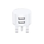 Usams Dual USB Round Travel Charger 3-Pin (T20)