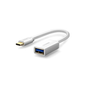 Ugreen 15CM USB Type-C Male to USB 3.0 Type-A Female OTG Cable – White (30702)