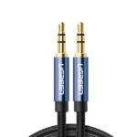 Ugreen 10687 3.5MM Male To 3.5MM Male Cable Gold Plated Metal Case With Braid 2M – Blue