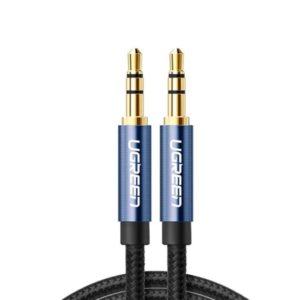 Ugreen 10687 3.5MM Male To 3.5MM Male Cable Gold Plated Metal Case With Braid 2M – Blue