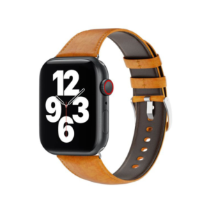 Wiwu Vintage Crazy Horse Leather Strap for Apple Watch Series 1-9 / SE – 38/40/41mm – Light Brown