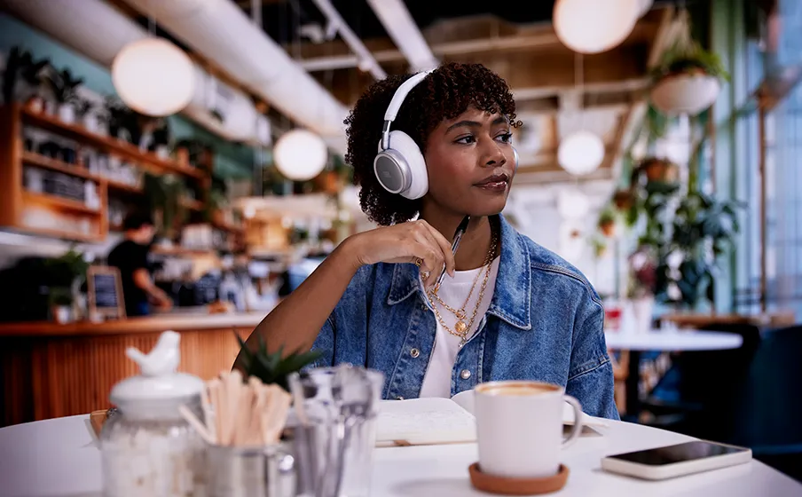 Listening with JBL headphones